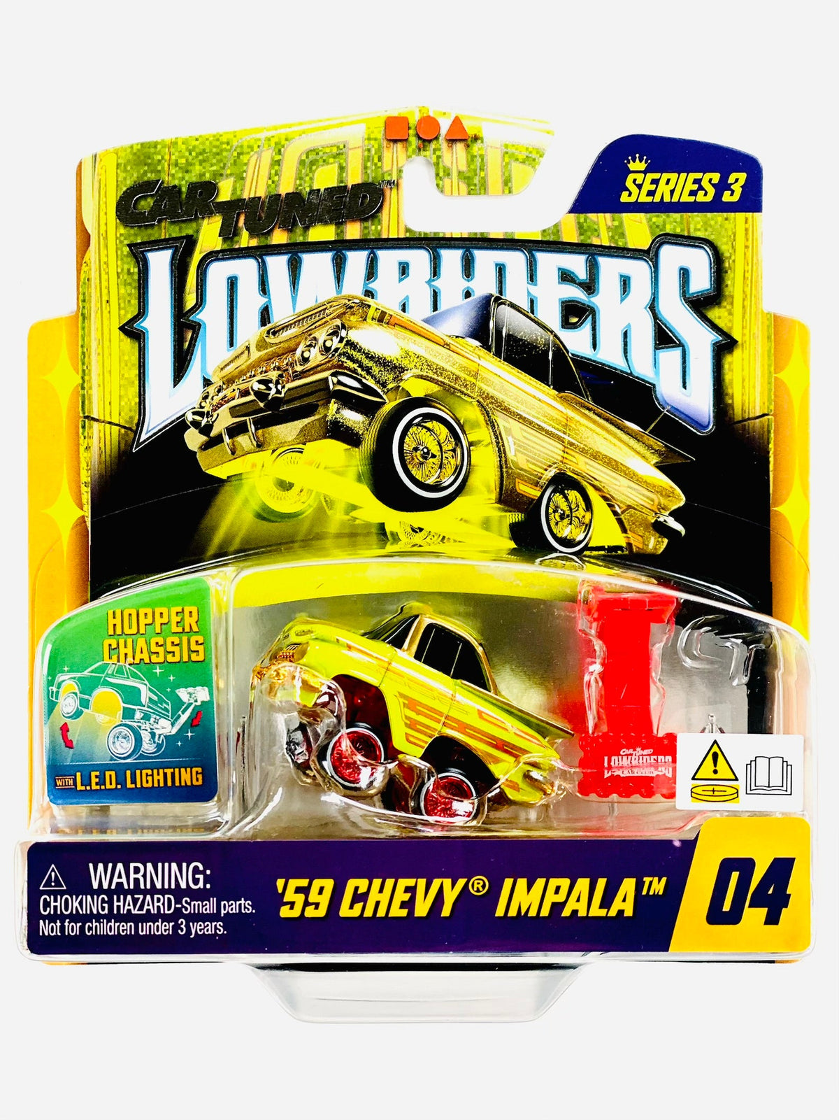 CarTuned Series 3 Lowriders Show Glow LED Light Up Chassis 1959 Chevy Impala #04 Chase - Damaged Card/Blister