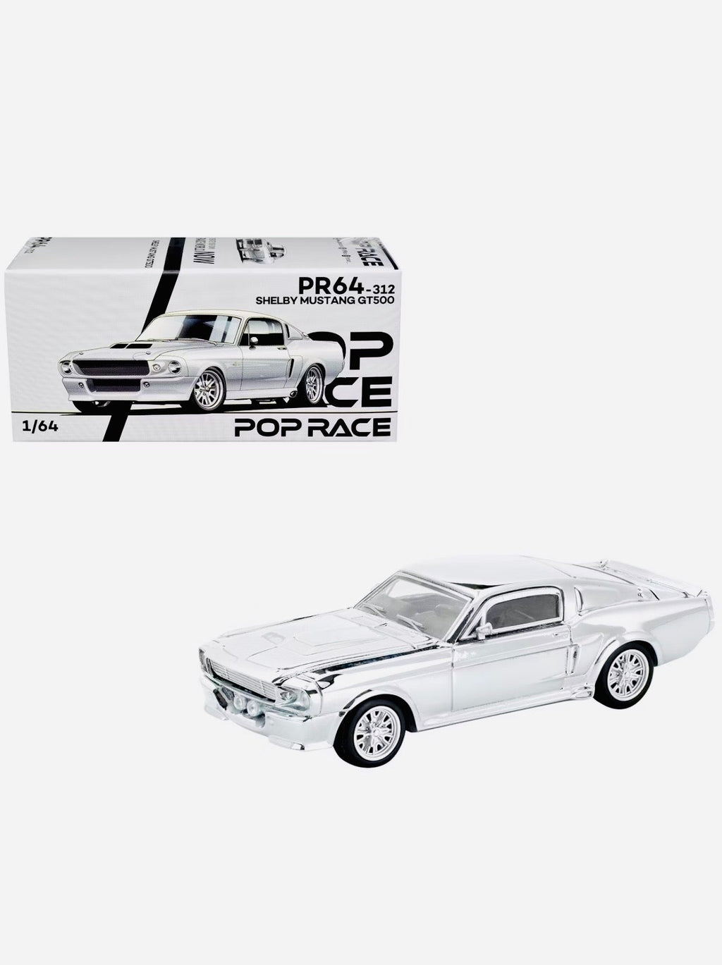 Pop Race Factory Sealed Shelby Mustang GT500 Silver Chrome #312