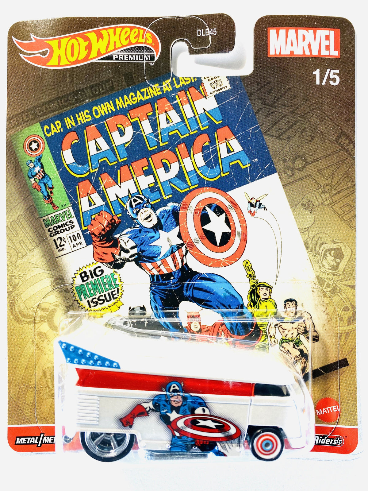 Hot Wheels 2021 Pop Culture Case L Marvel Captain America VW Volkswagen T1 Drag Bus - Damaged Card