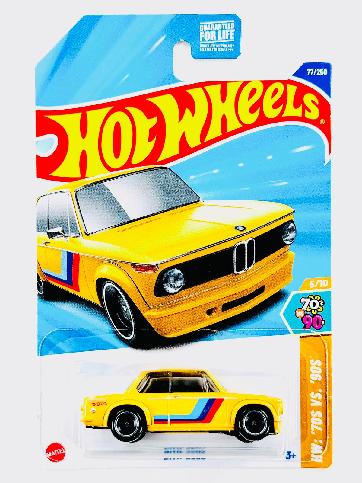 Hot Wheels HW '70s vs '90s BMW 2002 Yellow (77/250) - Damaged Card