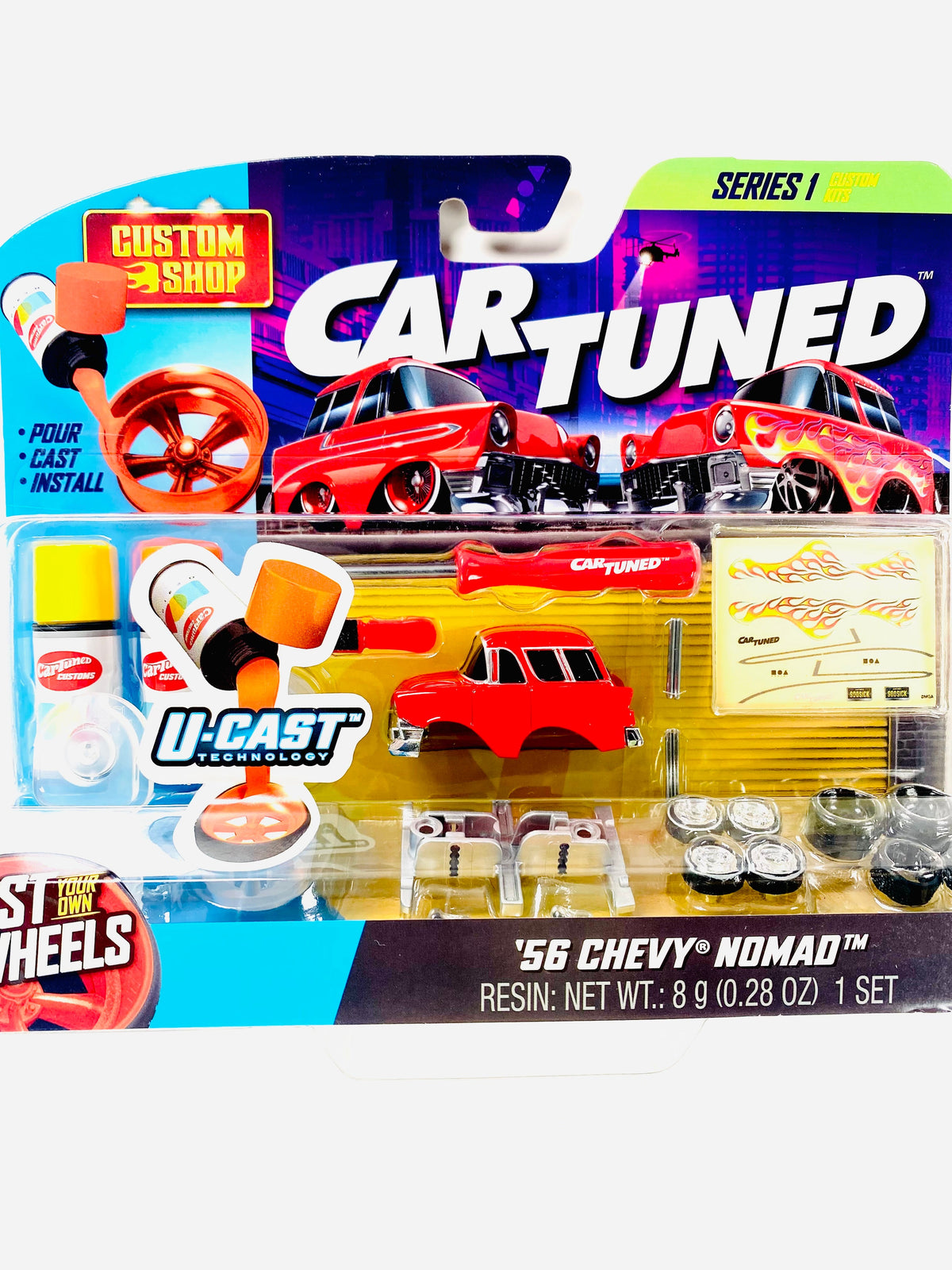 CarTuned Mijo Exclusive Series 1 Custom Shop Castworks 1956 Chevrolet Nomad Red - Damaged Card/Blister