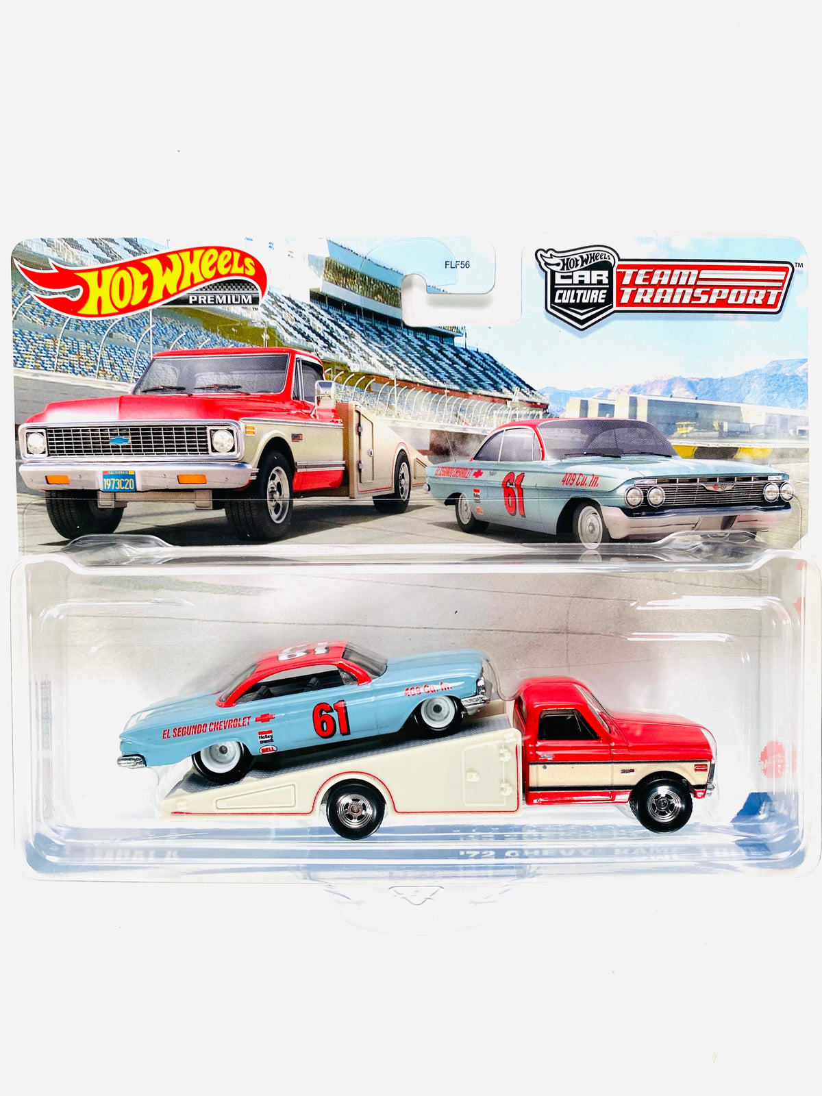 Hot Wheels 2023 Team Transport Case U '61 Impala & '72 Chevy Ramp Truck #54 - Damaged Card