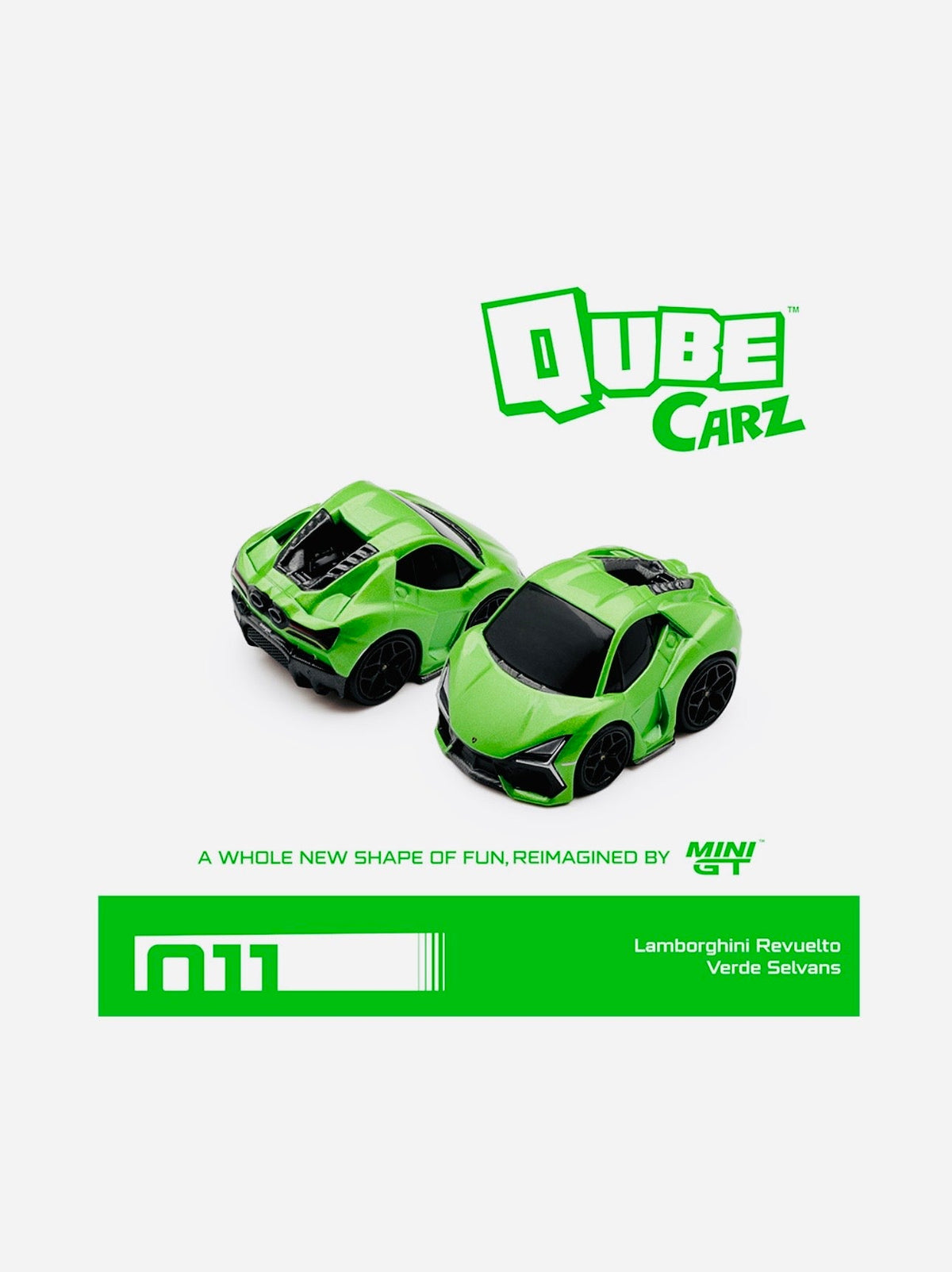 Mini GT QubeCarz Series 3 Lamborghini Revuelto Verde Selvans #011