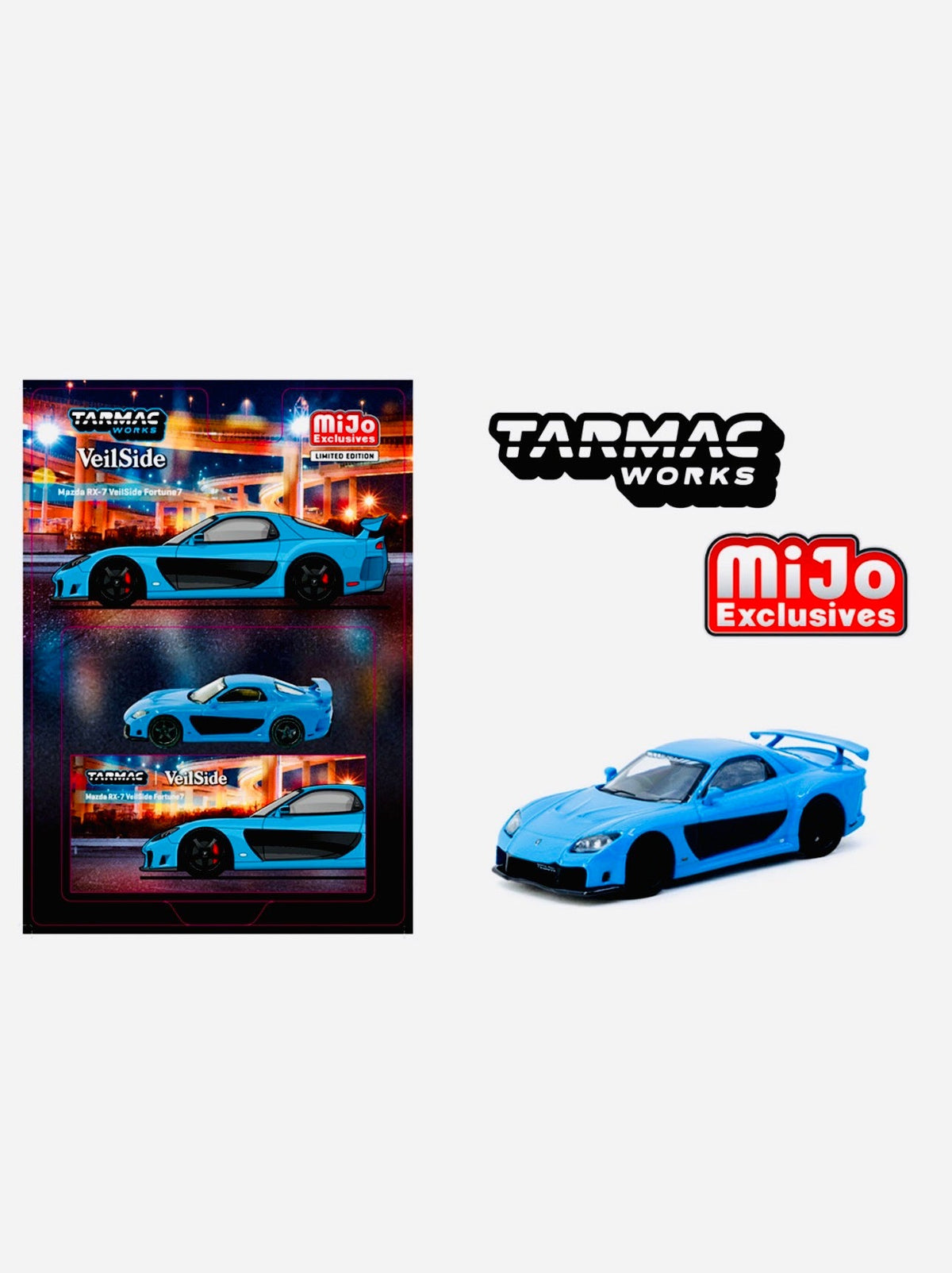 Tarmac Works Mijo Exclusive Global 64 Mazda RX7 VeilSide Fortune7 Blue