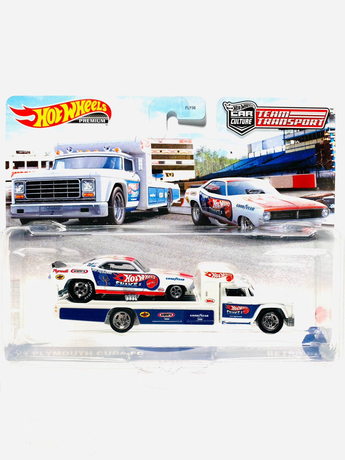 Hot Wheels 2022 Team Transport Case R Don Prudhomme Snake II '72 Plymouth Cuda FC & Retro Rig #46 - Damaged Card