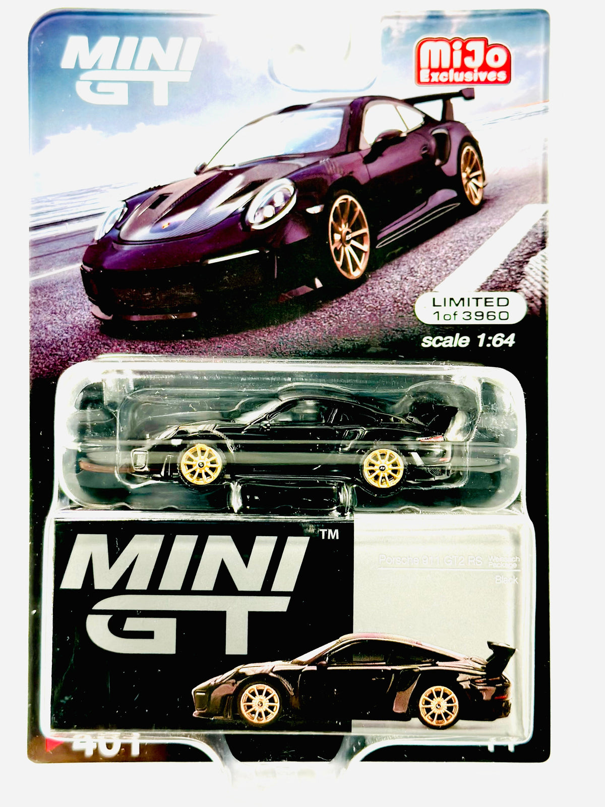 Mini Gt Mijo Exclusives Porsche 911 Gt2 Rs Black #401 - Damaged Blister