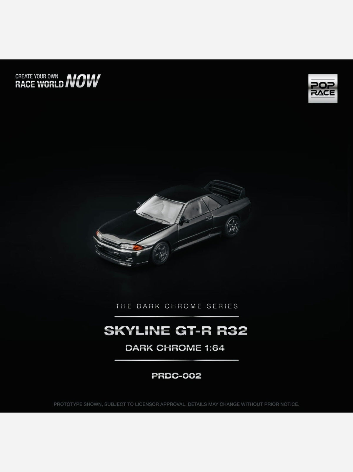 Pop Race Factory Sealed Skyline GTR R32 Dark Chrome #002