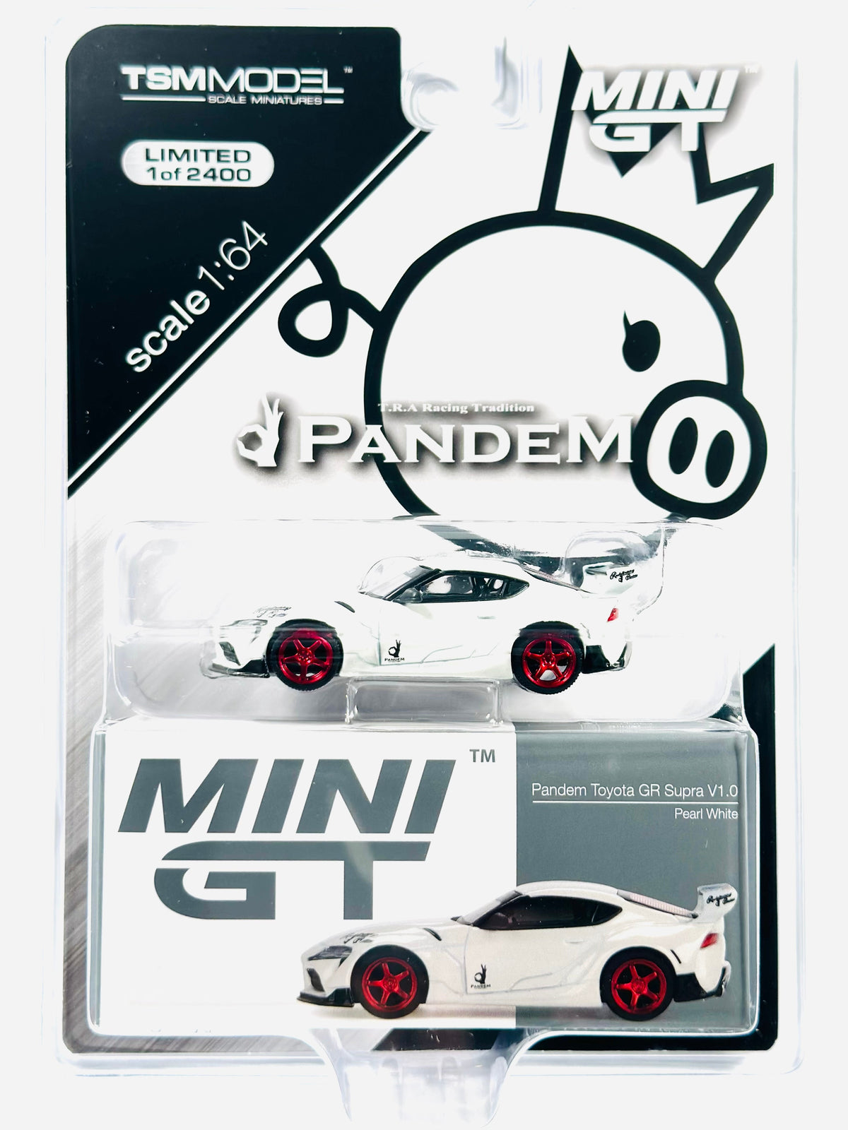 TSM Model Mini Gt Pandem Toyota Gr Supra V1.0 Pearl White #424 - Damaged Blister