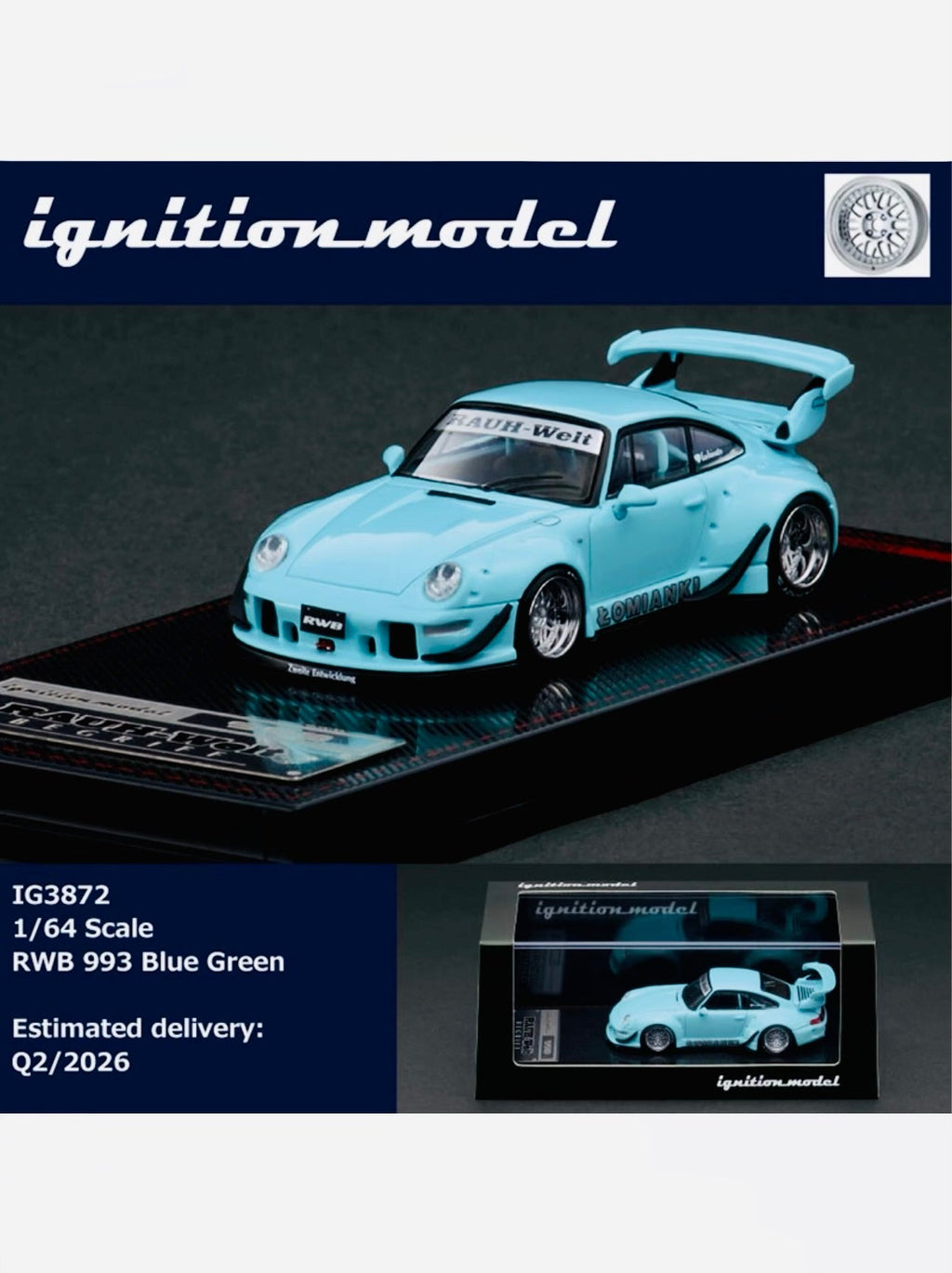Ignition Model Factory Sealed Rauh Welt Begriff RWB 993 Blue Green