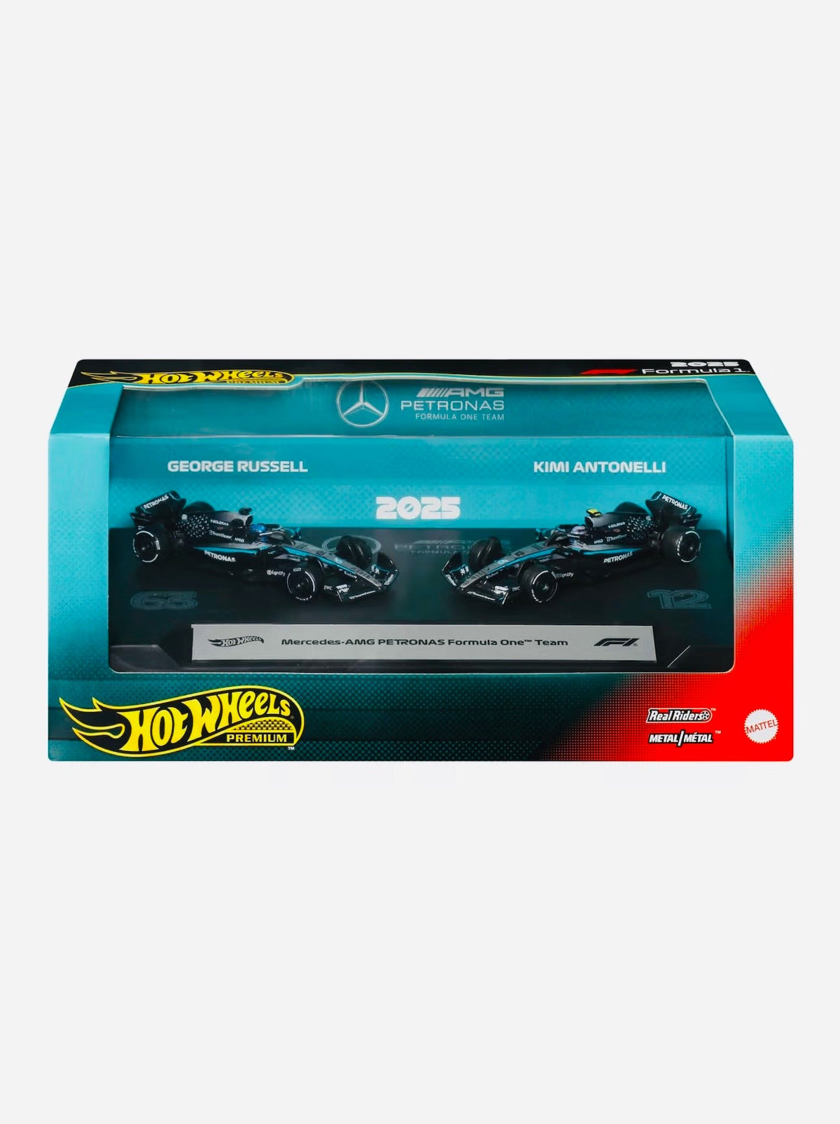 Hot Wheels 2026 F1 Formula One 2025 Racing Premium Mercedes-AMG Team George Russel #63 & Kimi Antonelli #12 2-Pack Box Set Diorama - Damaged Box