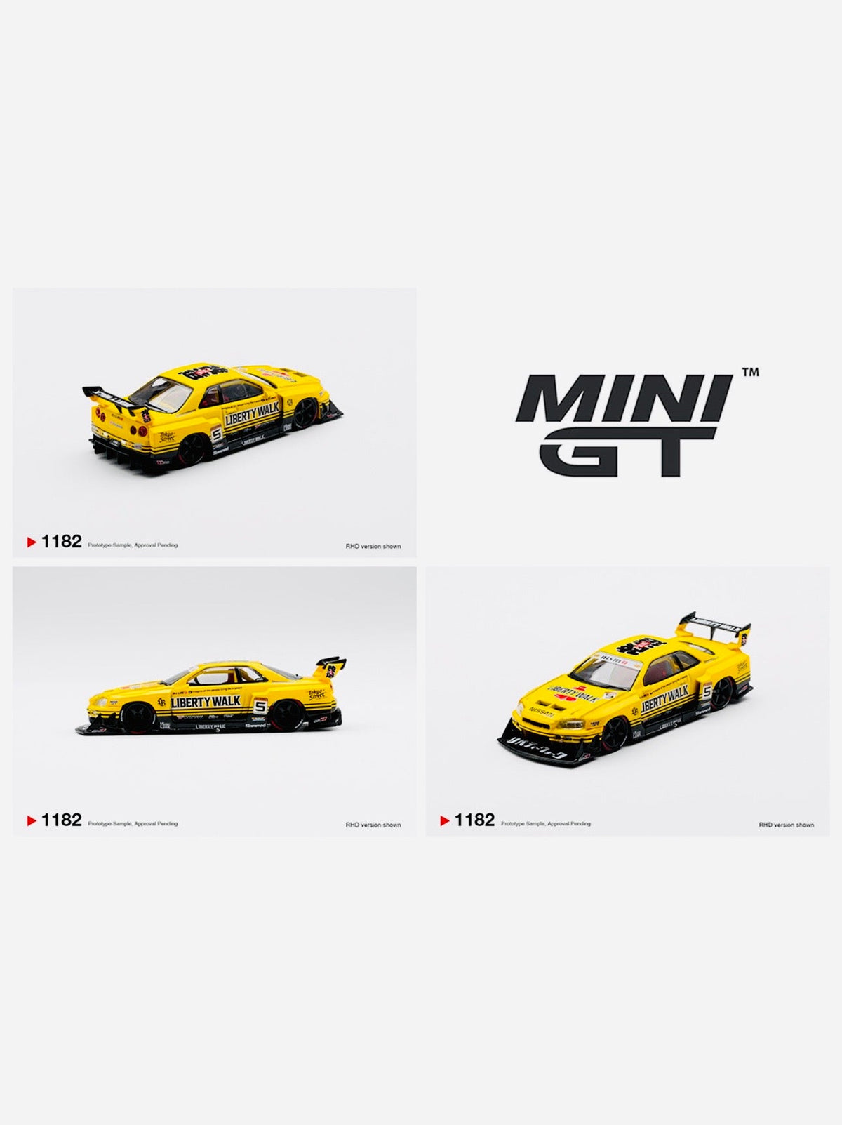 Mini GT Nissan LB-ER34 Super Silhouette Skyline Sport Yellow #1182