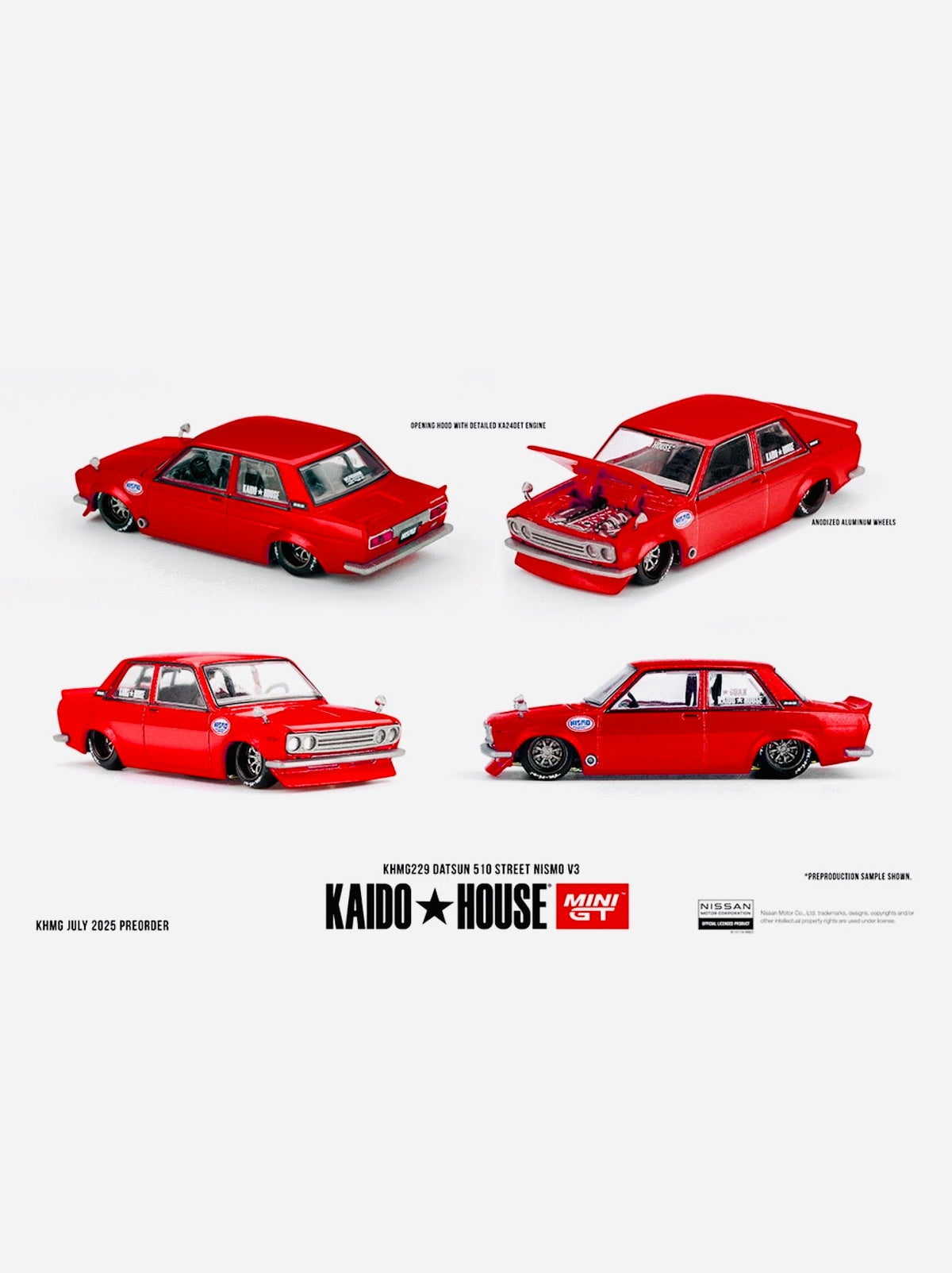 Mini GT x Kaido House Collab Factory Sealed Datsun 510 Street Nismo V3 Red #229