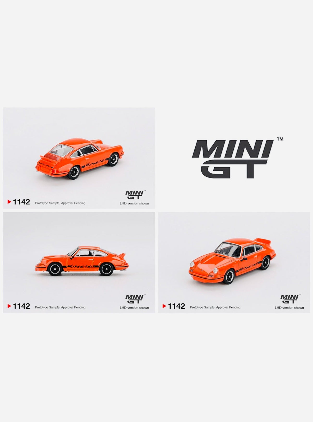 Mini GT Porsche 911 Carrera RS 2.7 Tangerine with Black Livery #1142