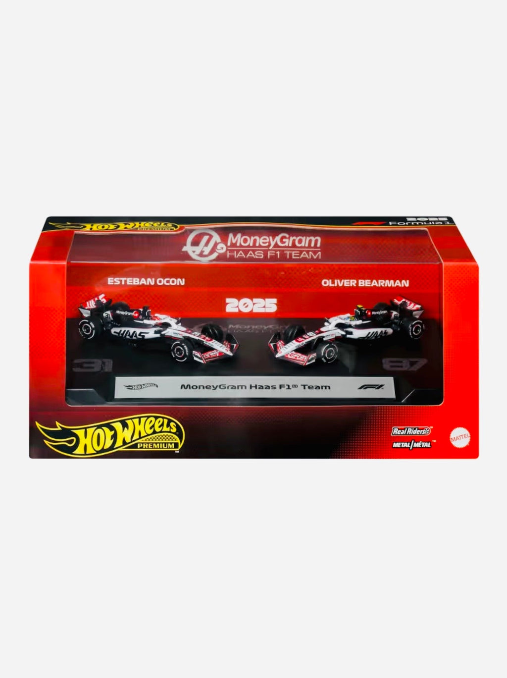 Hot Wheels 2026 F1 Formula One 2025 Racing Premium Team MoneyGram Haas Esteban Ocon #31 & Oliver Bearman #87 2-Pack Box Set Diorama