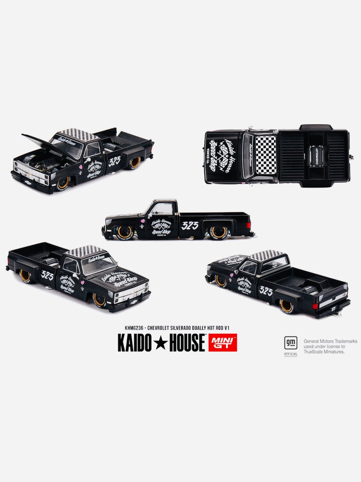 Mini GT x Kaido House Collab Factory Sealed Chevrolet Silverado Dually Hot Rod V1 Flat Black #236