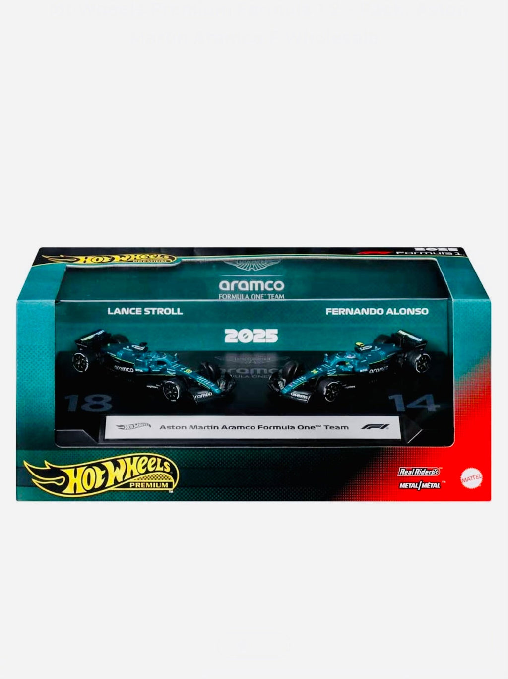 Hot Wheels 2026 F1 Formula One 2025 Racing Premium Aston Martin Aramco Team Lance Stroll #18 & Fernando Alonso #14 2-Pack Box Set Diorama