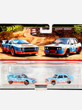 Hot Wheels 2024 Target Exclusive 2 Pack Gulf Oil Lancia Rally 037 & Fiat 131 Abarth - Damaged Card