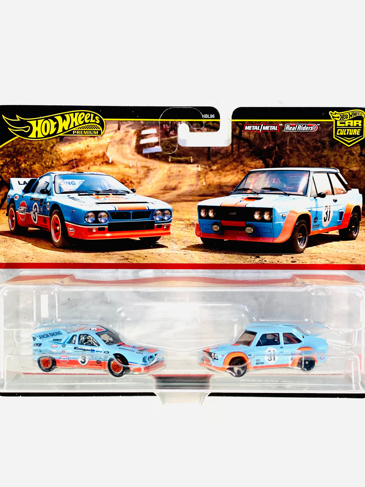 Hot Wheels 2024 Target Exclusive 2 Pack Gulf Oil Lancia Rally 037 & Fiat 131 Abarth - Damaged Card