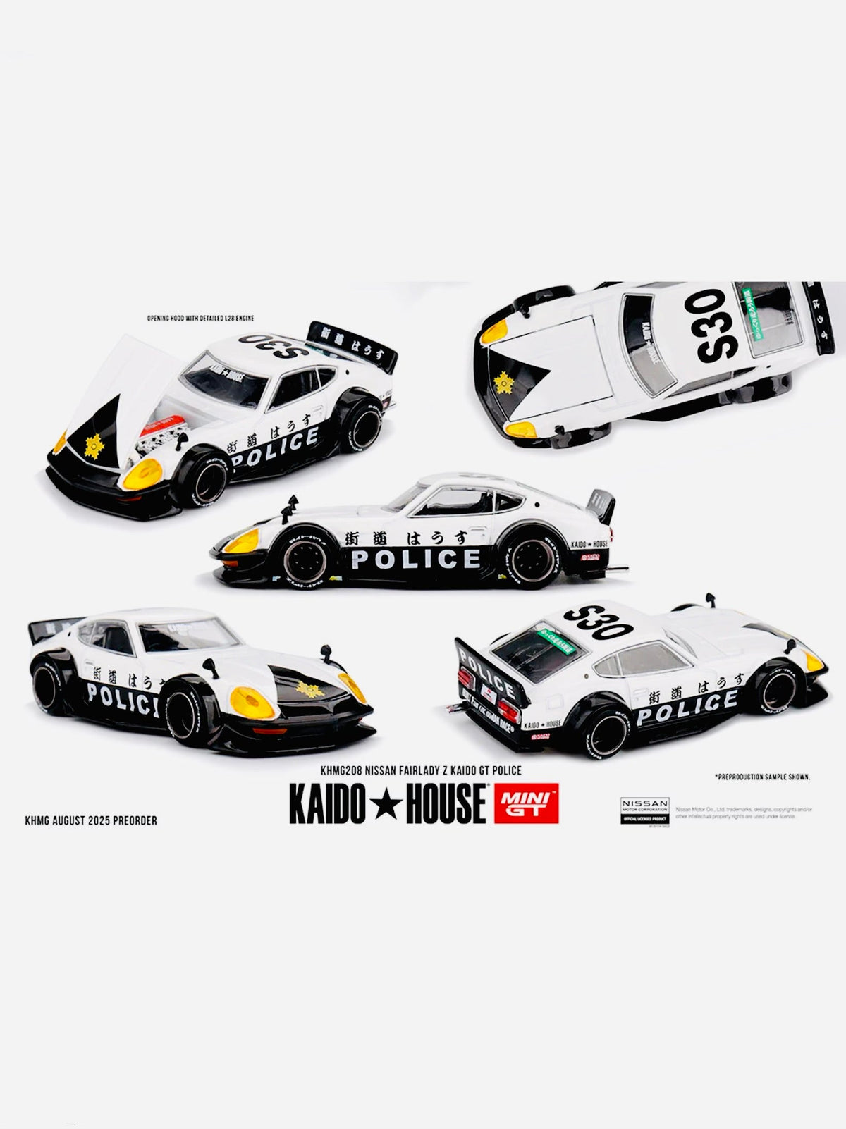 Mini GT x Kaido House Collab Factory Sealed Nissan Fairlady Z Kaido GT Police #208