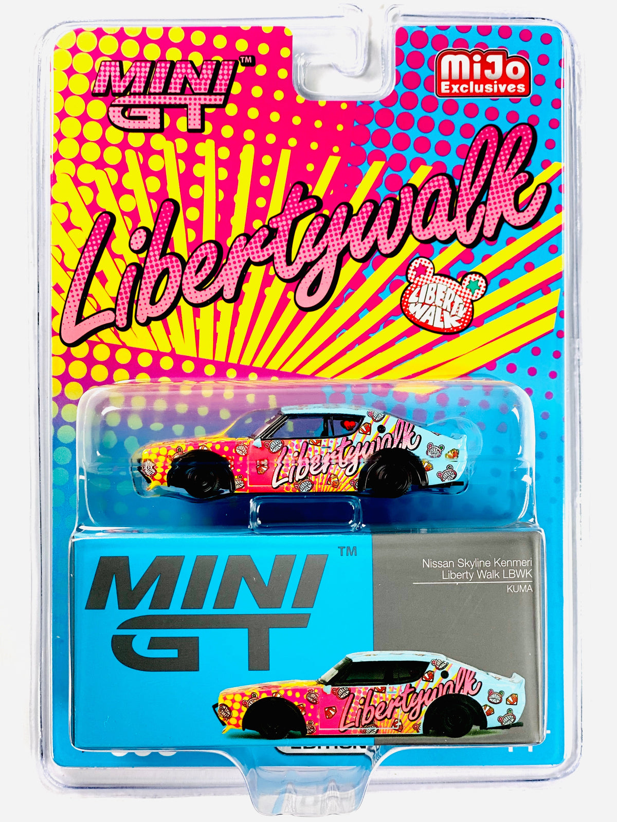 Mini GT Mijo Exclusive Nissan Skyline Kenmeri Liberty Walk LBWK KUMA #698 - Damaged Blister