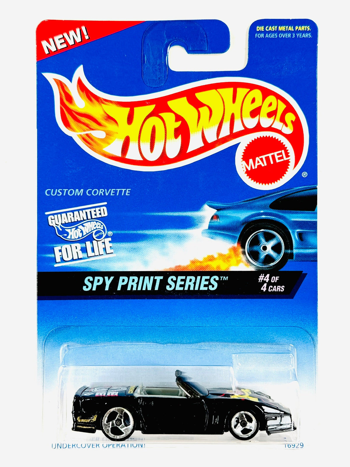 Hot Wheels Spy Print Series Custom Corvette - Damaged Card