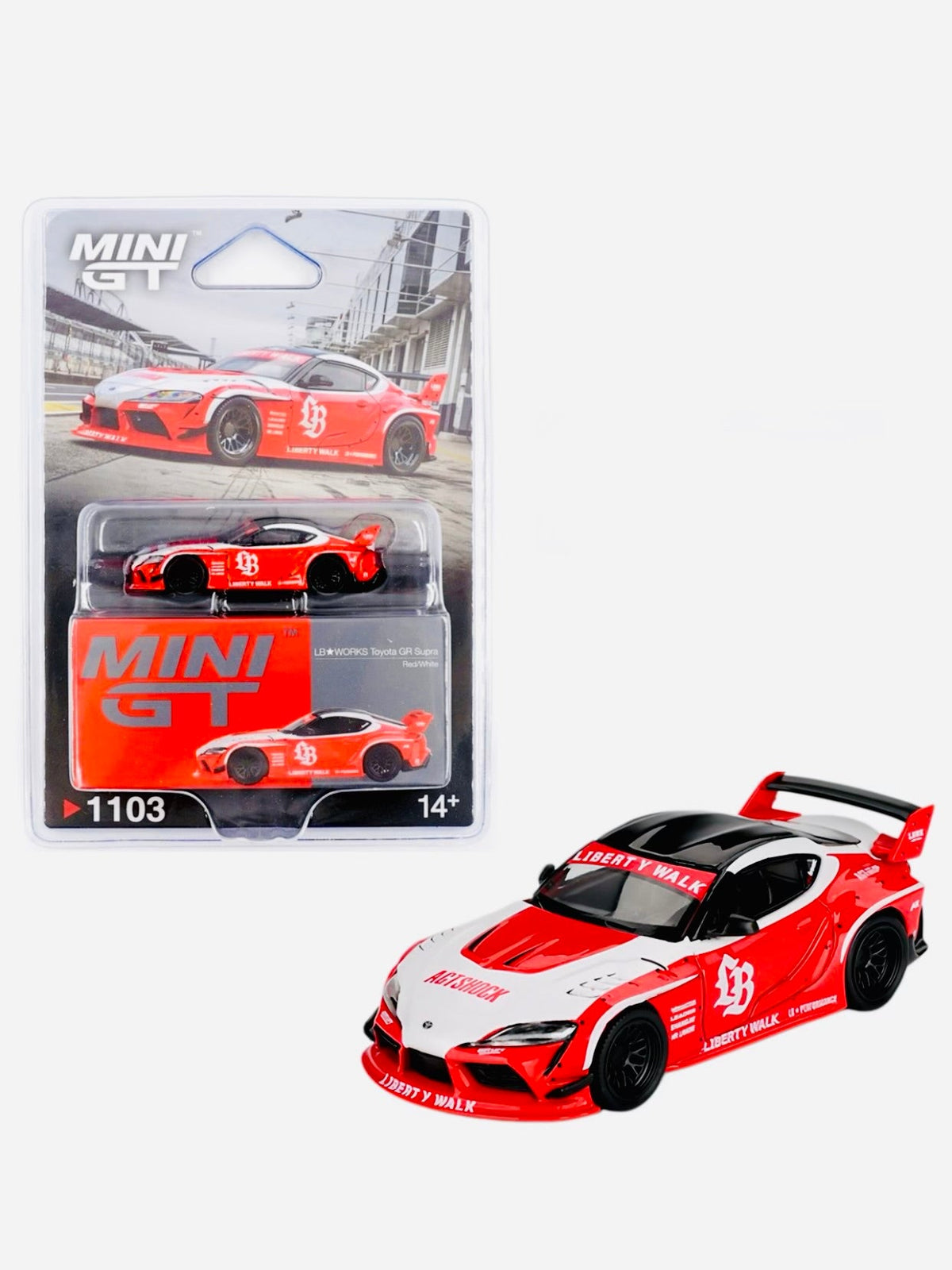 Mini GT Mijo Exclusive LB WORKS Toyota GR Supra Red/White #1103