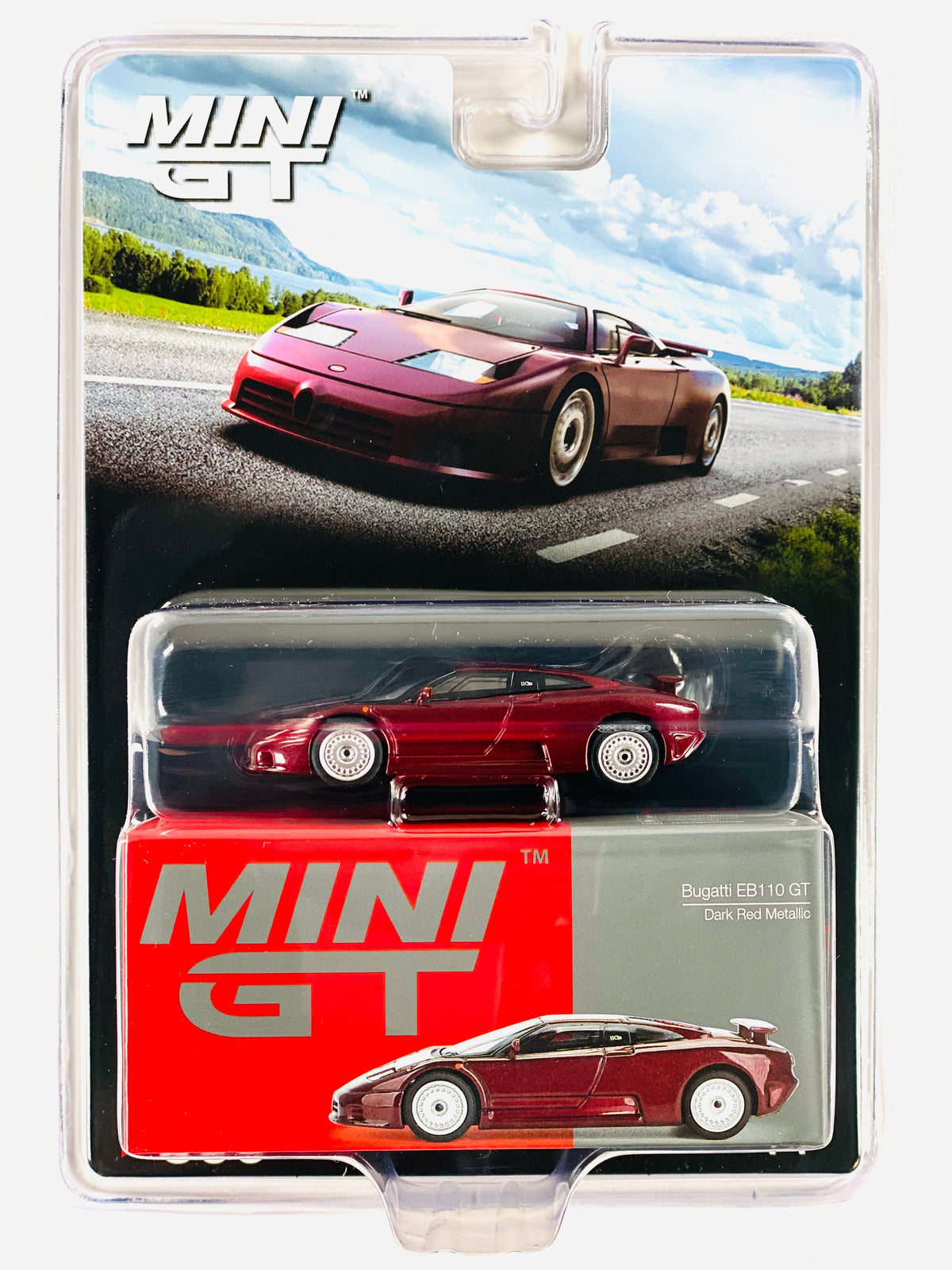 Mini GT Mijo Exclusive Bugatti EB110 GT Dark Red Metallic #806