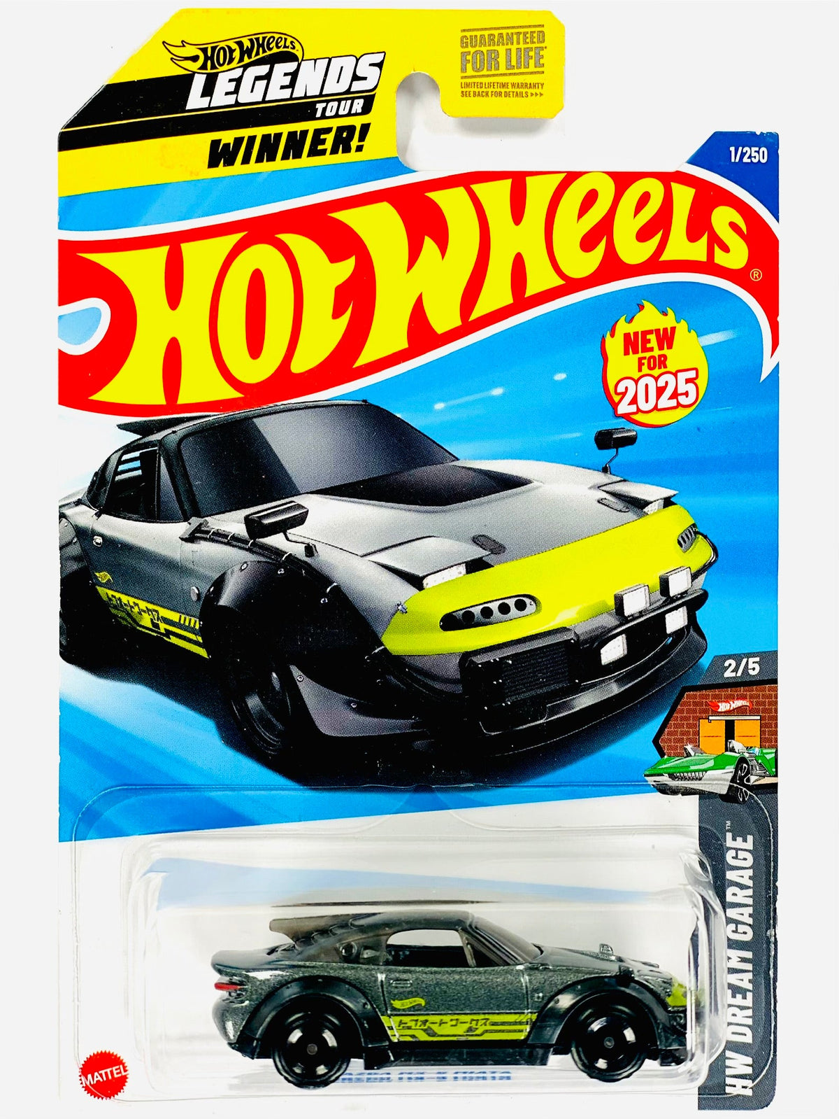 Hot Wheels 2025 Legends Tour Winner HW Dream Garage Mazda MX5 Miata (1/250) - Damaged Card/Blister