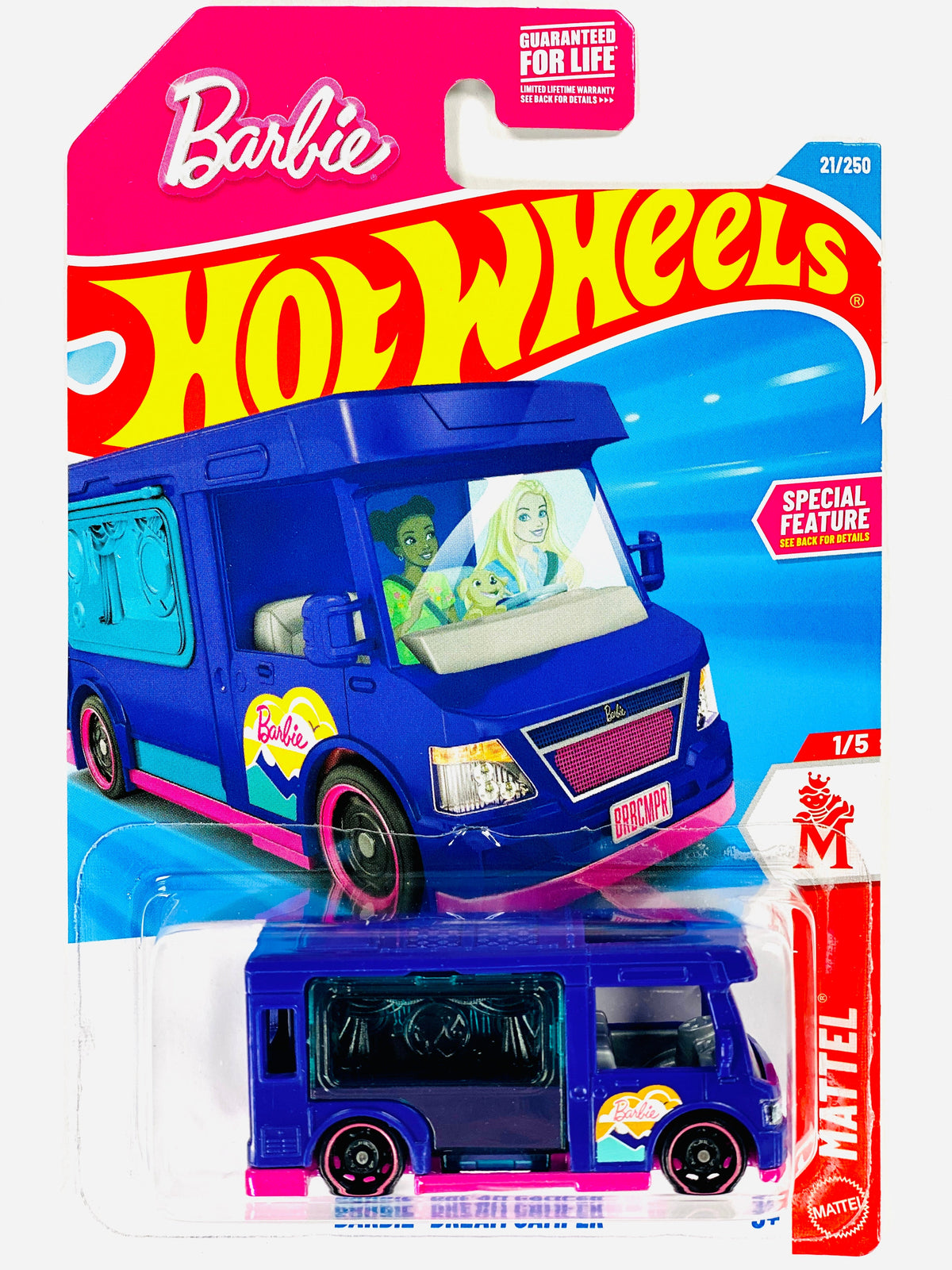 Hot Wheels Mattel Barbie Dream Camper / Roulotte Purple w/ Pink Base (21/250) - Damaged Card