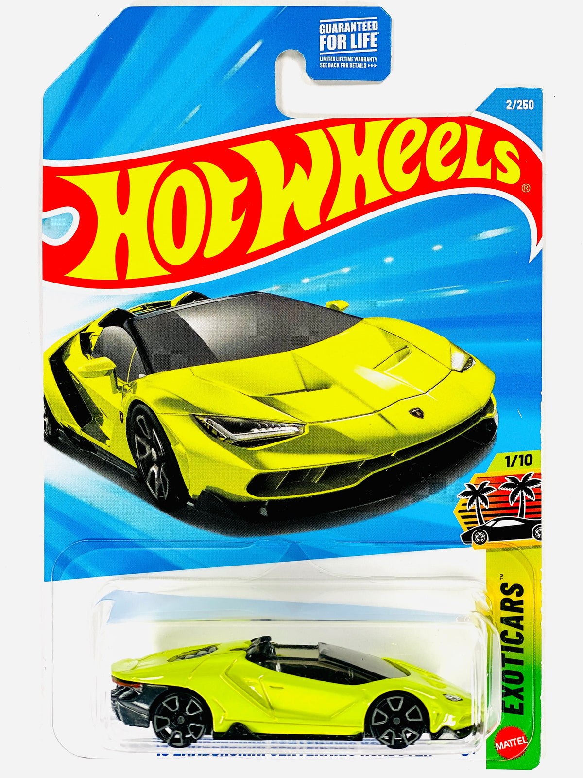 Hot Wheels Exoticars '16 Lamborghini Centernario Roadster Lime Green (2/250) - Damaged Card