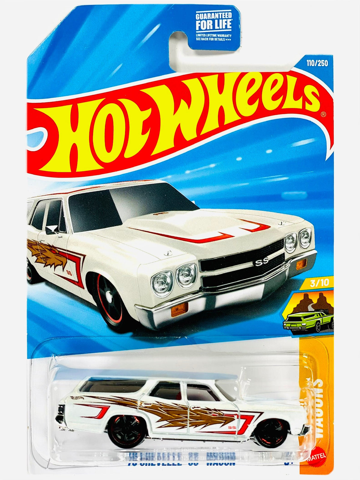 Hot Wheels Wagons '70 Chevelle SS Wagon White (110/250) - Damaged Card