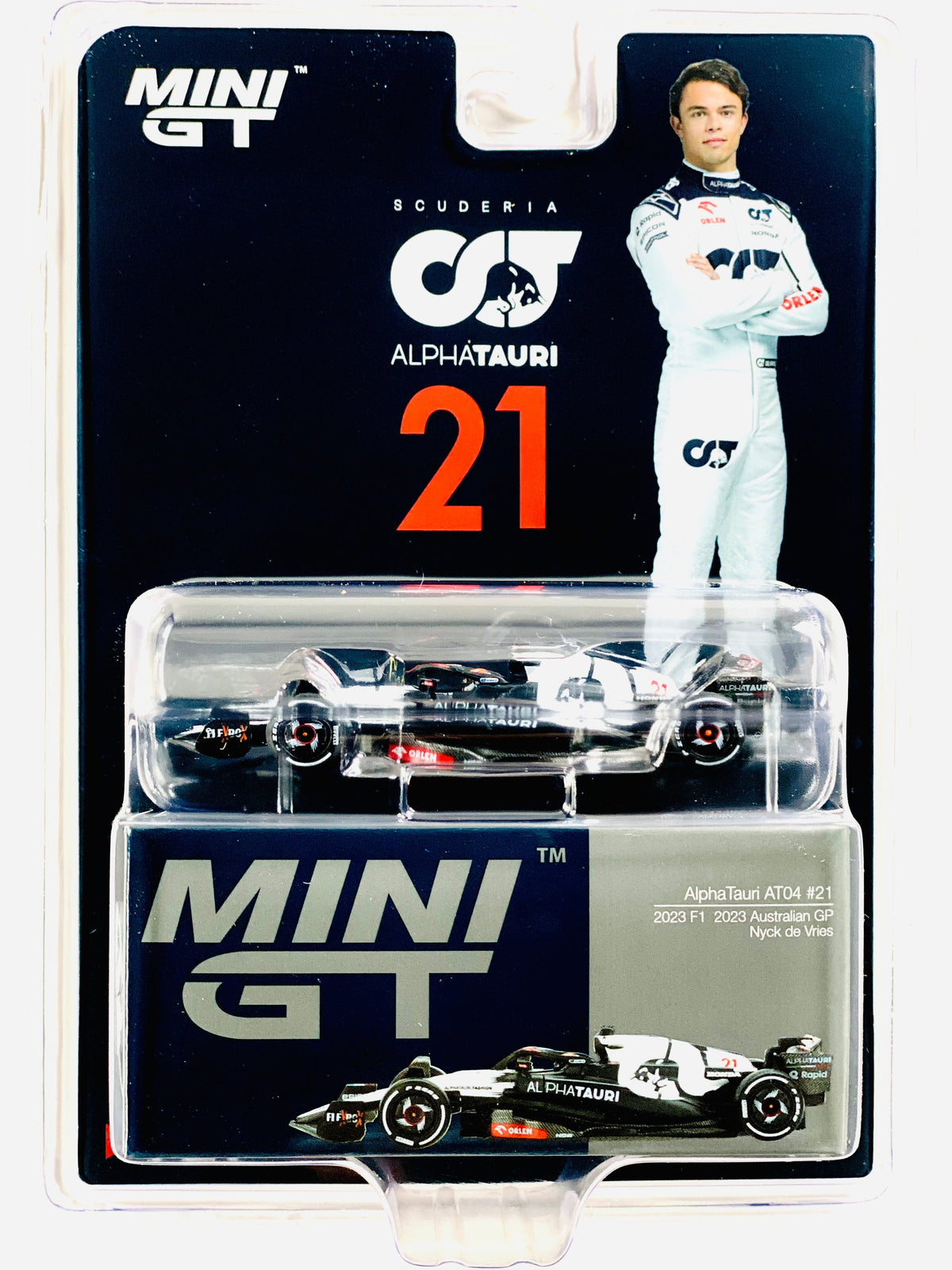 Mini GT Mijo Exclusive AlphaTauri AT04 #21 Nyck de Vries 2023 F1 2023 Australian GP #727