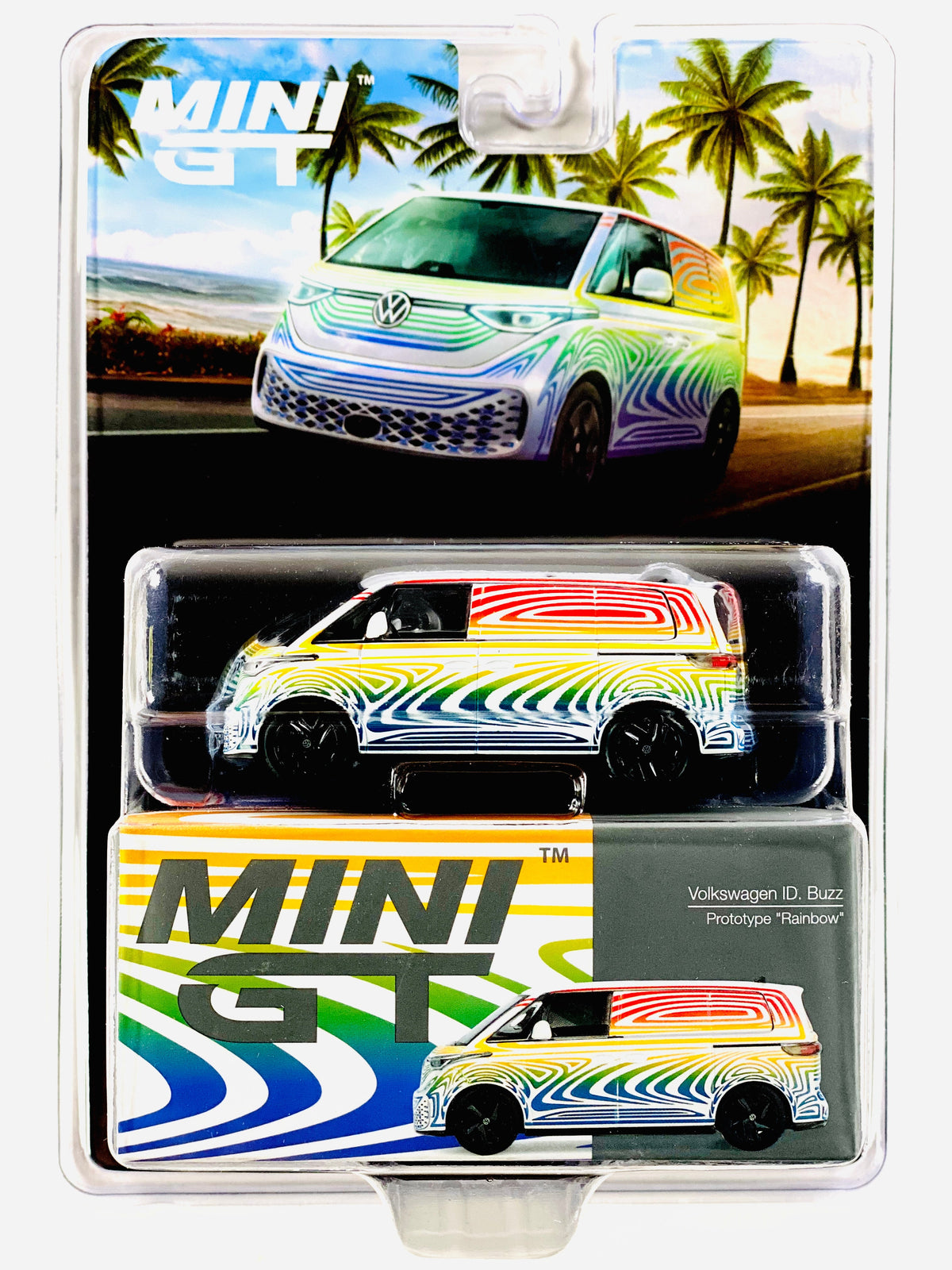 Mini GT Mijo Exclusive Volkswagen ID. Buzz Prototype “Rainbow” #899 - Damaged Blister
